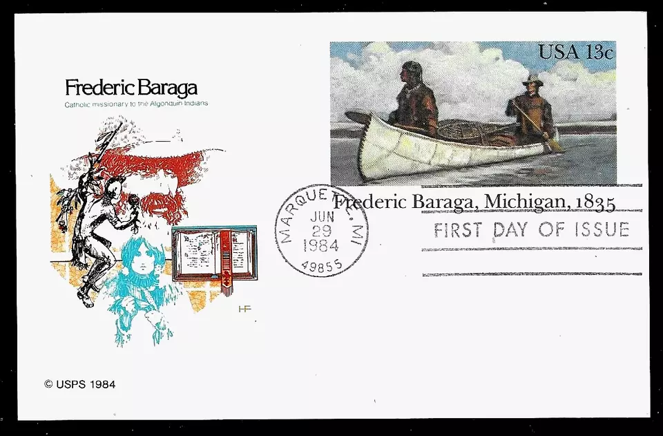 UX103 13c Postcard (1984) BISHOP FREDERIC BARAGA FDC BY THE HOUSE OF FARNAM !!! - Image 1 of 1