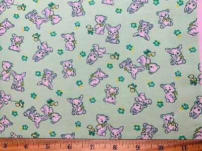 1930s Repro Novelty Bunnies Juvenile Novelty NANA MAE Cotton Fabric H Glass FQ - Image 1 of 3