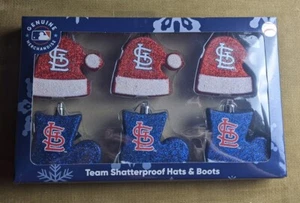 Ornaments St Louis Cardinals Team Shatterproof Hats & Boots Set of 6  NEW! jan23 - Picture 1 of 6