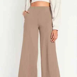 Old Navy High-Waisted PowerSoft Wide-Leg Pants/NWT/Tan/44.99$/S Petite/Taupe tan - Picture 1 of 5