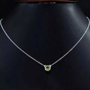 Anniversary Gift Minimalist Pendant Necklace Peridot Gemstone Silver Jewelry - Picture 1 of 8