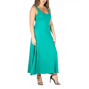 24seven Comfort Apparel Plus Size Simple A-line Tank Maxi Dress Jade Size 1X NWT - Picture 1 of 11