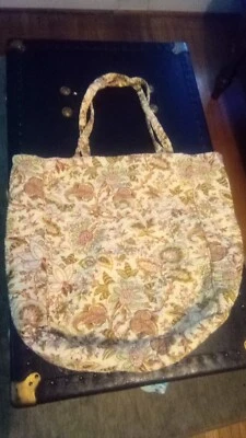 Bolsa de viaje reversible flor/rayas grande 16" x 18" Foto 1 de 4