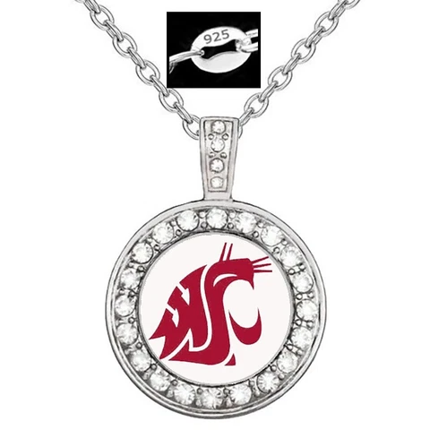 Washington State Cougars Womens Sterling Silver Necklace With Pendant D18 Cover