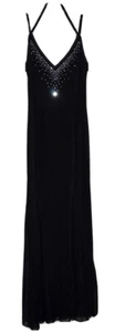 Cache Black with White Rhinestone Bodice Spaghetti Straps Maxi Dress Size XS USA - Bild 1 von 9