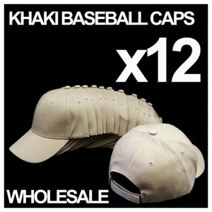 COLOR CAQUI BEIGE TAN*** LOTE AL POR MAYOR DE 12 GORRAS DE BÉISBOL SÓLIDAS LISAS EN BLANCO SOMBREROS - Imagen 1 de 1
