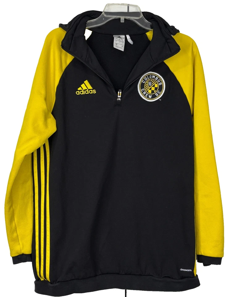 Columbus Crew SC MLS Adidas 1/4 Cremallera Pullover Chaqueta Capucha Hombres GRANDE Negro y Amarillo Foto 1 de 4