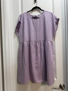 Vestido Sonoma Lavanda Mezcla Lino Grande Cuello Redondo Manga Gorra Bolsillos Deslizables - Imagen 1 de 7