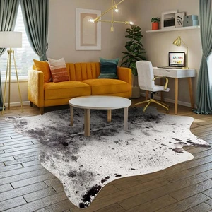 Kunst-Kuhfell-Teppich 6,2 x 7,5 Fuß Realistischer Kuhdruck Vorleger, Rutschfest Modern Fl... - Bild 1 von 4