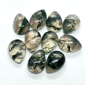 Piedra preciosa suelta AAA de ágata musgo natural cabujón trasero plano pera para hacer joyas - Imagen 1 de 20