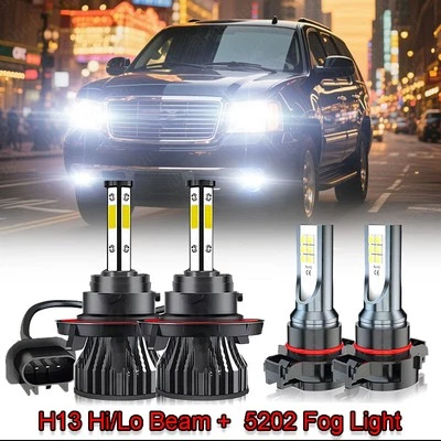For GMC Yukon XL 1500 2007-2014 4x LED Headlight High Low Beam + Fog Light Bulbs Foto 1 de 4