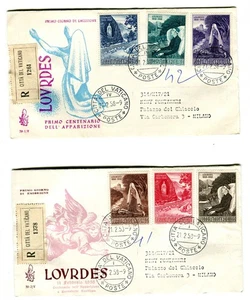 Vaticano FDC Venetia 1958 Lourdes viaggiata Racc. per l'Italia - Picture 1 of 1