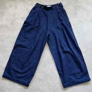 Toast Indigo Pleat Front Jeans Trousers 10 Wide Leg Length 24” VGC - Picture 1 of 11