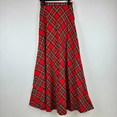 Vintage 70s Tartan Maxi Skirt Plaid Very Long Pleated Grunge Cottagecore 26-27” - image 1 of 4
