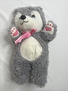 Kellytoy Gray White Wolf Husky Pink Heart Paws 14" Plush 2018 - Picture 1 of 6