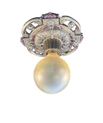 20 世纪 30 年代 Riddle 铸造金属齐平灯具 — 第 1/4 张图片