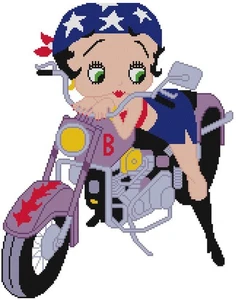 CROSS STITCH+ CRAFT PATTERN Betty Boop Harley Davidson Motorcycle Boots Bandana - Picture 1 of 18