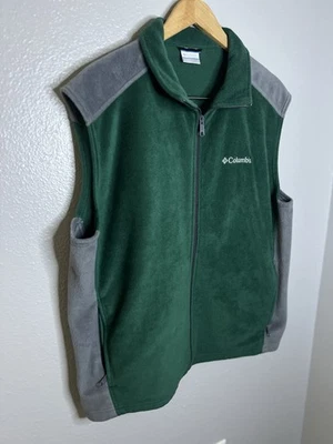 Chaleco polar Columbia para hombre XL verde gris bolsillos con cremallera completa senderismo al aire libre Foto 1 de 4