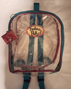 Polly Pocket Rucksack Spielzeug transparent rosa blau mit Schlüsselanhänger - Bild 1 von 3