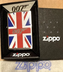 ZIPPO JAMES BOND 007 Lighter 46801 UNION JACK Mint NEW Sealed BRUSHED CHROME - Picture 1 of 3