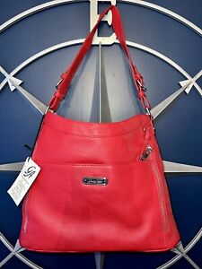 Grace Adele Faux  Leather Red Handbag With Matching Wallet/crossbody/clutch