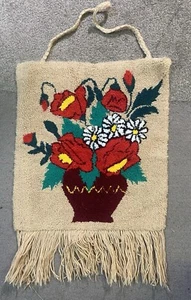 Vintage Scandinavian Swedish Wool Rya Weaving Rug Wall decor 48x35cm - Picture 1 of 6