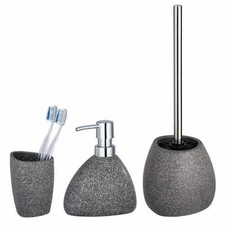 WENKO 3er Set Keramik Bad Accessoires Pion WC Garnitur Seifen Spender Zahnbecher