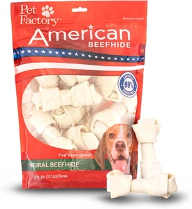 American Beefhide 4-5" Knotted Bones Dog Chew Treats - Natural Flavor, 22 Count/ - Picture 1 of 9
