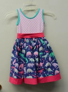 Kleid Mädchen Größe 5T Dinosaurier Herzen K Erbse - Bild 1 von 5
