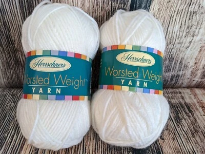 2x Herrschners Worsted Weight Yarn White 3.5 Oz Skein 180 Yards Weight #4 - Image 1 of 4