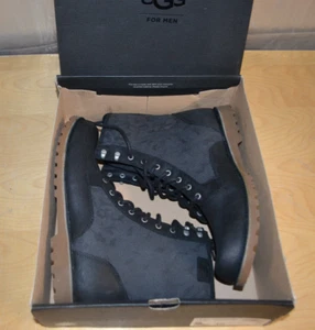 UGG Montgomery schwarze Schnürstiefel für Herren hellbraune Sohlen ~ Größe 12 ~ (D) - Bild 1 von 14
