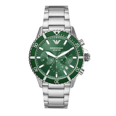 Emporio Armani Green Dial Eco Stainless Steel Chronograph Watch AR11500 - image 1 of 4