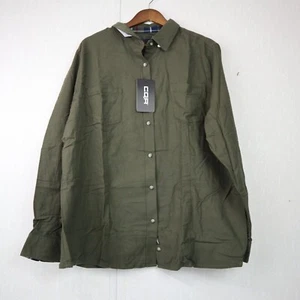 CQR Men's Long Sleeve Button Down Shirt - Olive Top Flip Cuffs 2X-LARGE - Picture 1 of 7