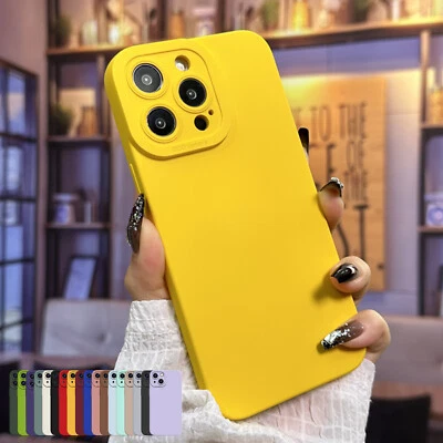 For iPhone 15 Pro Max 14 13 Plus Liquid Silicone Thin Soft Shockproof Case Cover - Image 1 of 4