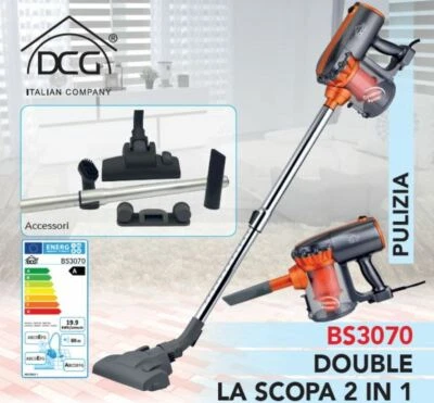 SCOPA ELETTRICA ASPIRAPOLVERE DCG SENZA SACCHETTO CICLONICA 600W BS3070 CLASSE A - Immagine 1 di 4