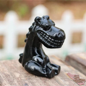 1.9'' Natural obsidian donkey reiki crystal Skull decor crystal heal gift 1pc - Picture 1 of 10