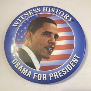 Botón de campaña de historia de testigos de Obama 2008 3 pulgadas Pin político - Imagen 1 de 8