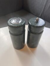 Vintage Green Marble Salt & Pepper Mill Grinder Shakers Classy Silver Dining 5"
