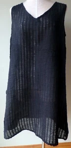 FLAX Designs  Linen V NECK TUNIC   1G       NWT  ONYX  RIBBON - Picture 1 of 8