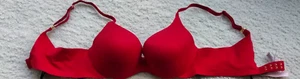 BRA Victoria's Secret "Incredible" 34B red padded pushup smooth jersey used - Picture 1 of 7