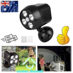 4 LED Motion Sensor Security Light Outdoor Garden Lamp Spotlight Battery Powered - Picture 1 of 14