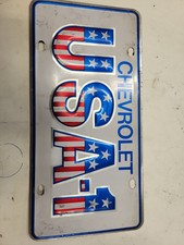 Vintage Small Hole Chevy USA-1 Dealer Promo License Plate Accessory Topper GM
