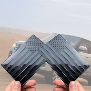 2 PCS Embossed 3D Metal Black American Flag Emblem Sticker, 5"X3"Usa Flag - Picture 1 of 12