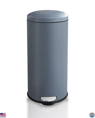 8 Gallon Stainless Steel Trash Can, Slim Round, Soft Close Lid, Step Pedal, Grey - Image 1 of 4