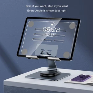 Tablet Stand Holder With Enlarged Panel 360° Rotating Transparent Universal F CB - Afbeelding 1 van 24