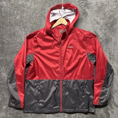 Cabelas Fishing Jacket Mens Large Red Full Zip 4Most Repel Hood Lightweight - Image 1 of 4