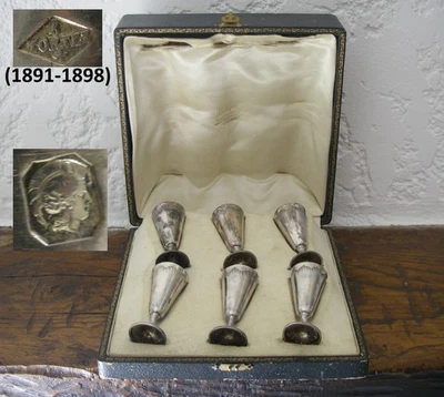 alexandre TORTEZ rare 1891-1898 6 timbales en argent massif pour service a vodka - Photo 1/4
