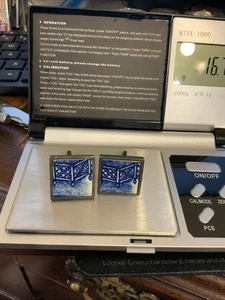 VTG Sterling Silver Delft Style Cufflinks 16.6g - Picture 1 of 3