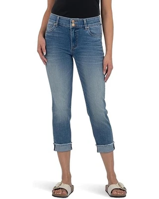 Kut From The Kloth Women's Amy Crop Straight Leg Rollup Jeans - Size 2 - Image 1 of 4