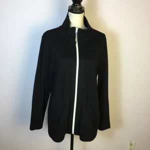 Chaqueta T by Talbots Talla 1X Mujer Plus Negra Cremallera Manga Larga Bolsillo Atlética - Imagen 1 de 16
